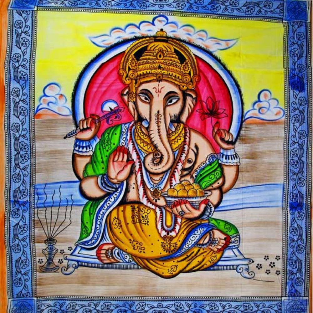 Ganesha Lotus Flower In Pastels Tassel Tapestry